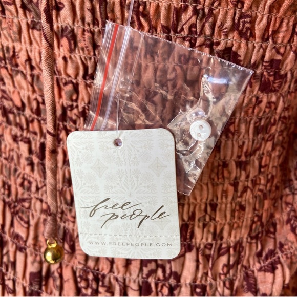 Free People Smock It To Me Mini Dress Apricot Combo - Picture 11 of 11